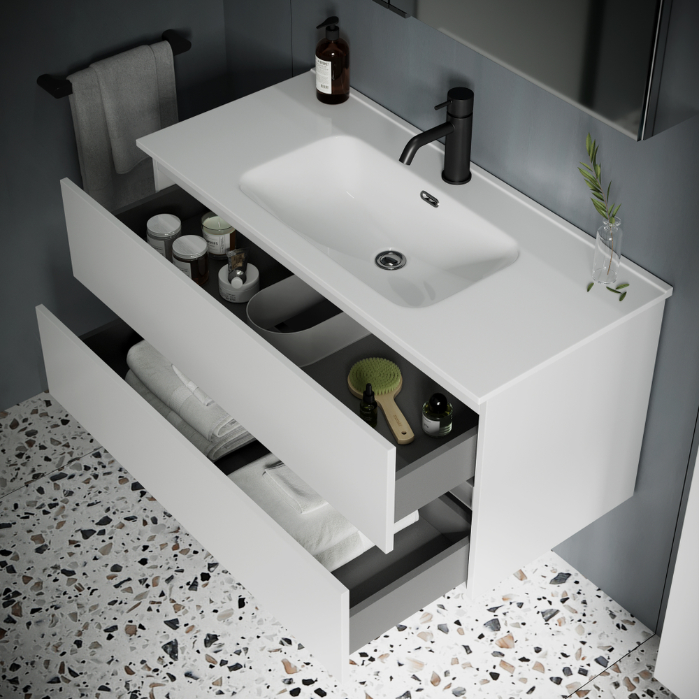 Тумба с раковиной Sancos Urban, 59 см., ламинат белый, UR60W