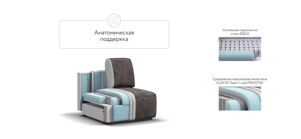 Кинг Модуль спальное место Велюр Алькантара серый