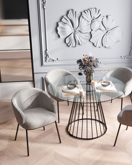 Стол обеденный Ливерпуль 120*120 стекло