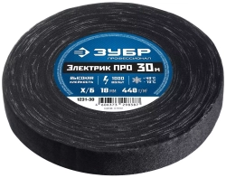 Изолента ЗУБР Электрик Про Х/Б, 30 м, черная 1231-30
