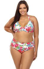 Купальник plus size с ярким цветочным принтом (Размер: 80C/40) (Цвет: разноцветный)