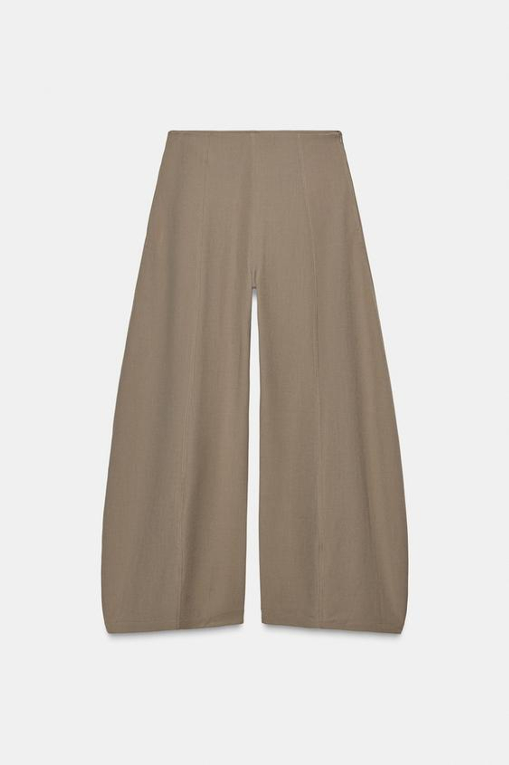 ZARA ОБЪЕМНЫЕ БРЮКИ — ZW COLLECTION, СЕРО-КОРИЧНЕВЫЙ