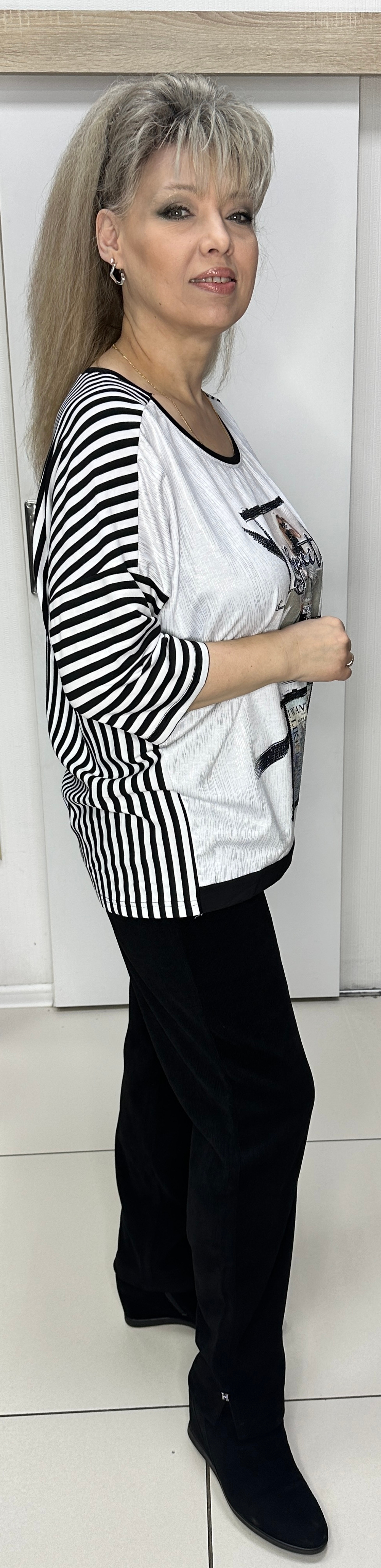 Комбинированная туника с "экранами" и полоской