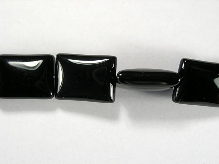 Бусина из агата черного, фигурная, 13x18 мм (прямоугольник, гладкая)