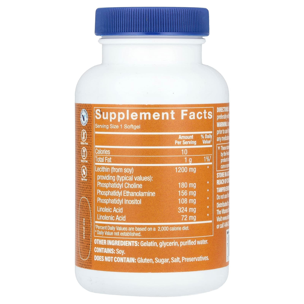 The Vitamin Shoppe, Лецитин, 1200 мг, 90 мягких таблеток