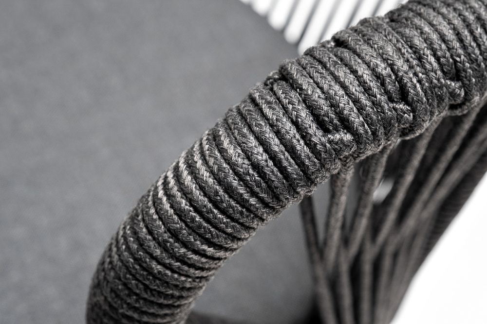 "Венето" обеденная группа на 6 персон со стульями "Милан", каркас темно-серый, роуп темно-серый