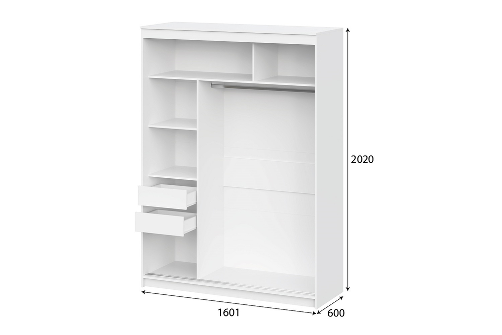 Шкаф-купе "ШКП 3" (1,6) Белый текстурный