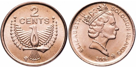 Соломоновы Острова 2 цента, 1987 - 2006 Елизавета II XF