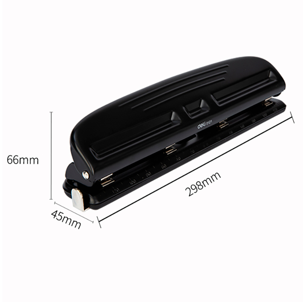 Дырокол DELI, до 10 листов, на 4 отверстия,  металлический корпус, ассорти