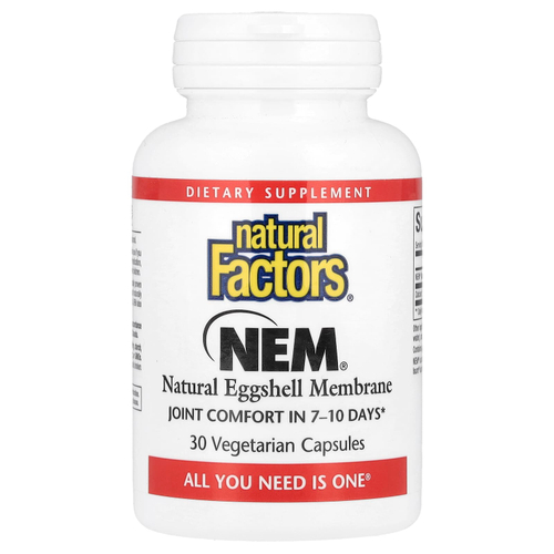 Natural Factors, NEM, натуральная оболочка из яичной скорлупы, 30 вегетарианских капсул