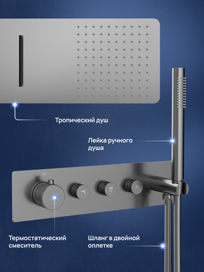 Душевой комплект STWORKI STUDIO S51210GB + S512691GB С ВНУТРЕННЕЙ ЧАСТЬЮ, вороненая сталь