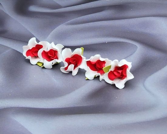 Цветы из латекса (фоамарина) бело-красный 4.5 см, набор 5 штук