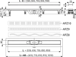 Желоб водоотводящий для душа AlcaPlast Eko AG100201550 (Аналог APZ9-550M) с порогами, для перфорированной решетки