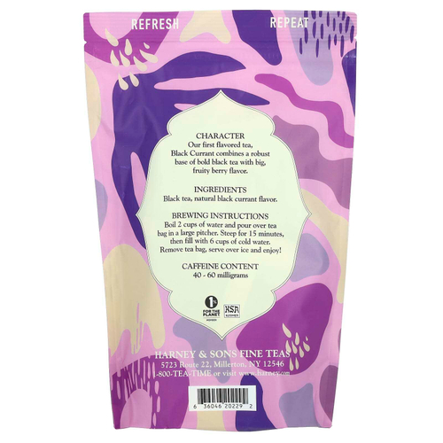 Harney & Sons, Fresh Brew Iced Tea, чай со льдом из черной смородины, 15 чайных пакетиков, 212 г (7,5 унции)