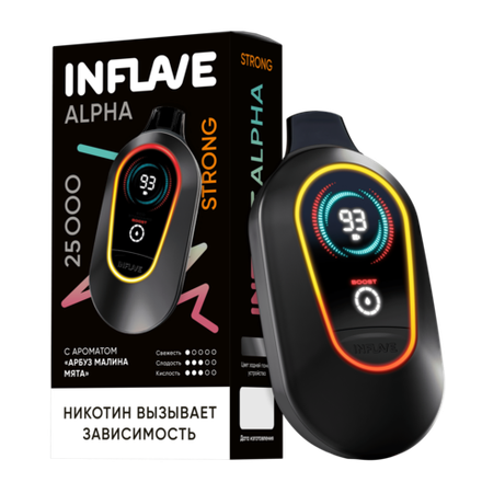Inflave Alpha Strong Арбуз-малина-мята 25000 затяжек 20мг Hard (2% Hard)