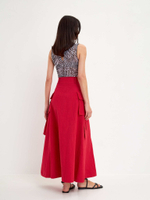 Длинная юбка-карго на запах из крапивы маджента