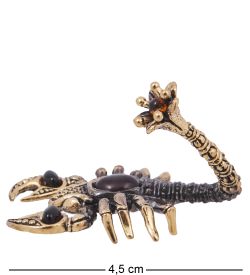 AM-4200 Фигурка «Скорпион Цветочек» (латунь, янтарь)