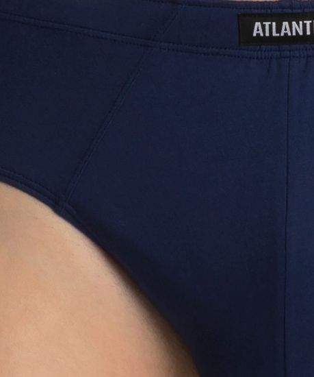 Мужские трусы (3шт) слипы классика Atlantic 3SMP-129, темно-синий + темно-голубой + изумрудный