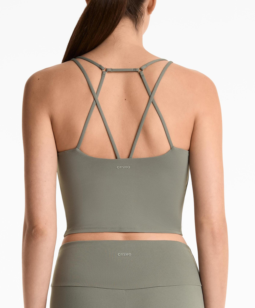 Oysho Майка Comfortlux с кольцами, светлый хаки