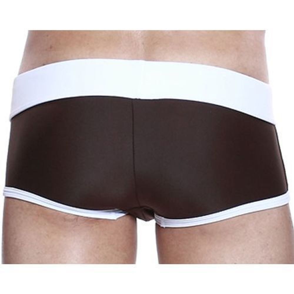 Мужские плавки хипсы коричневые с белым поясом Seobean Marine Hip Boxer