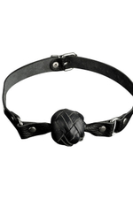 Кляп из плетеной натуральной кожи (черный) (Цвет: черный)