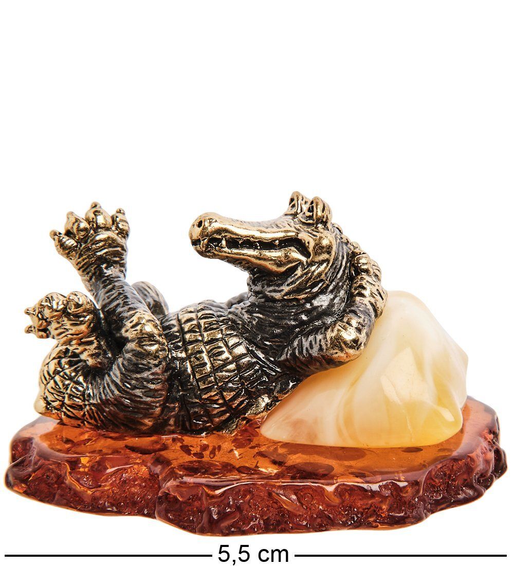Народные промыслы AM-3055 Фигурка «Крокодил Релакс» (латунь, янтарь)