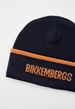 Шапка BIKKEMBERGS Темно-синий/Оранжевые полоска и логотип Мальчик