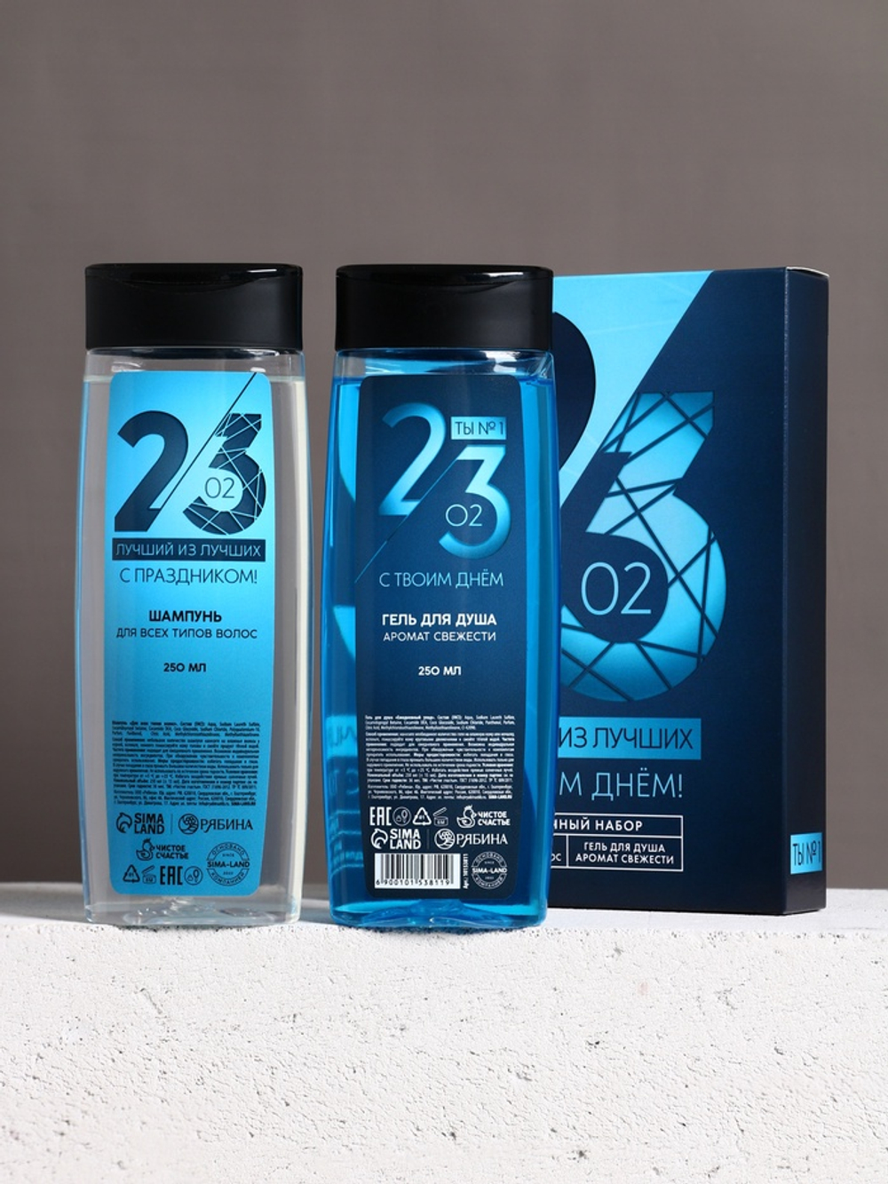 Подарочный набор «23 Февраля», гель для душа и шампунь для волос, 2×250 мл, HARD LINE