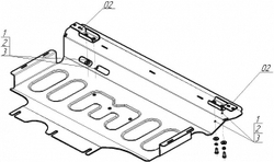 Защита картера двигателя, КПП (2 мм, сталь) для Volkswagen Tiguan, Skoda Kodiaq, Karoq, Taos Motodor.72739