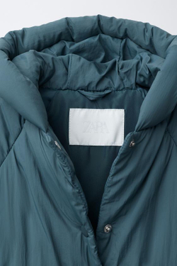 ZARA СТЕГАНАЯ КУРТКА WATER REPELLENT, СИНИЙ