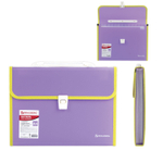Папка-портфель пластиковая BRAUBERG "JOY" А4 (330х245х35 мм) 13 отделений с окантовкой фиолетовая (2 штуки в упаковке)