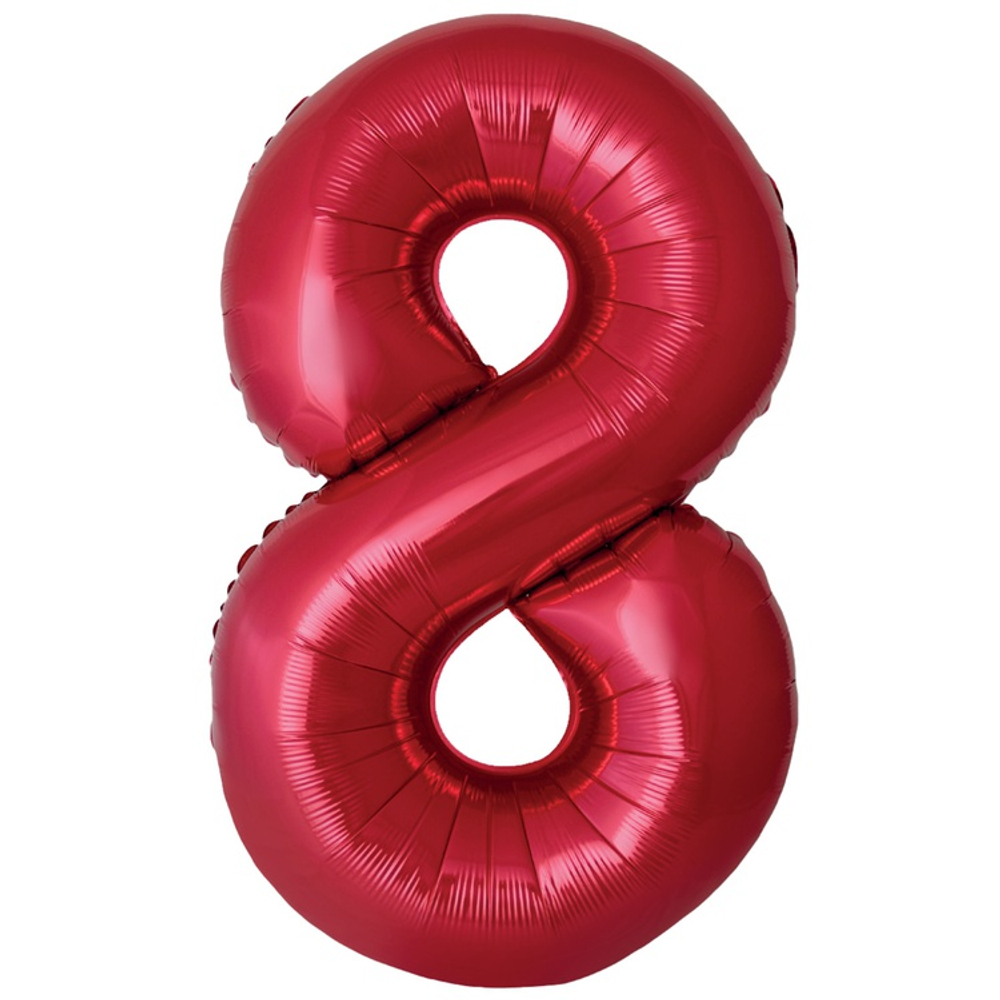 Шар фольгированный Цифра 8 101 см (Красный)