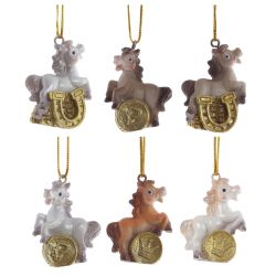 GAEM Фигурка декоративная подвесная "Лошадка", L3 W1,5 H4 см, 6в.