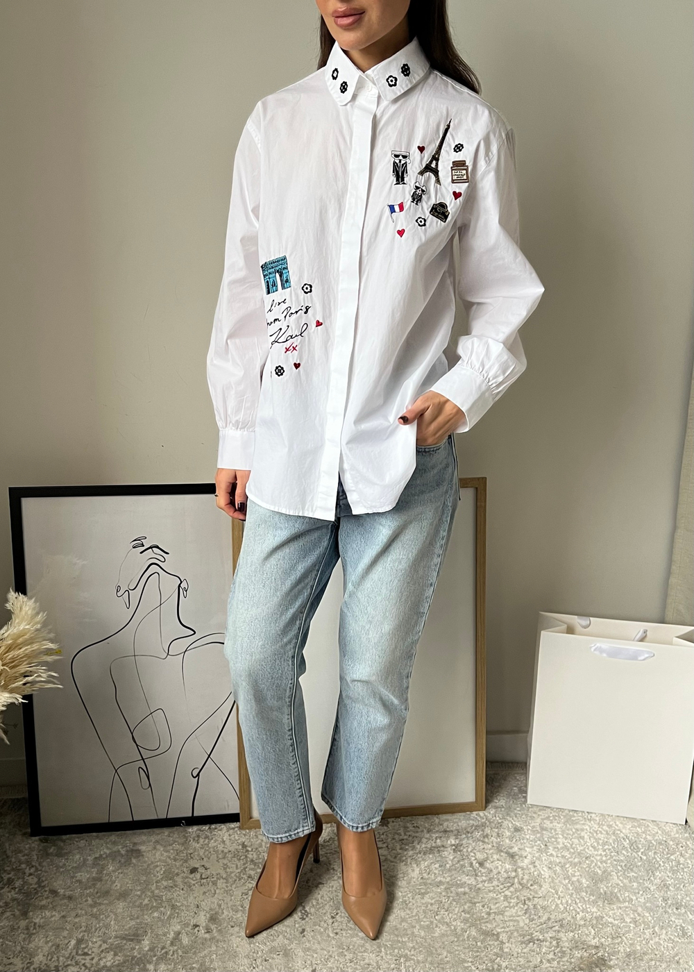 Хлопковая рубашка Karl Lagerfeld, S-M