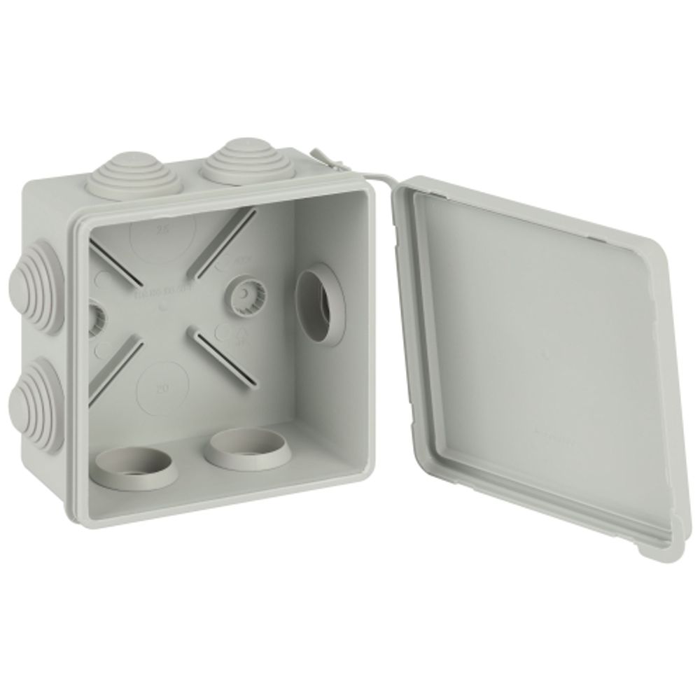 Распаячная коробка ЭРА KOR-100-100-55-7gv-MP серая 100х100х55мм с гермовводами 7 входов прямой монтаж IP55