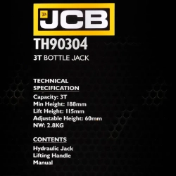 Домкрат бутылочный 3т с клапаном JCB JCB-TH90304