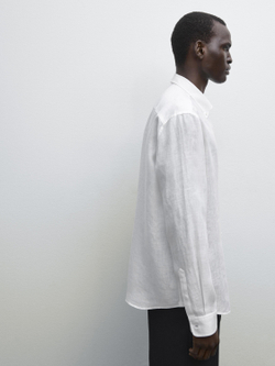 Massimo Dutti Рубашка из 100% льна стандартного кроя, белый