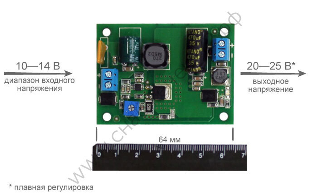 СКАТ ПН-12/24-1,0 преобразователь напряжения, вход 10-14В, выход 24 VDC, ток 1А