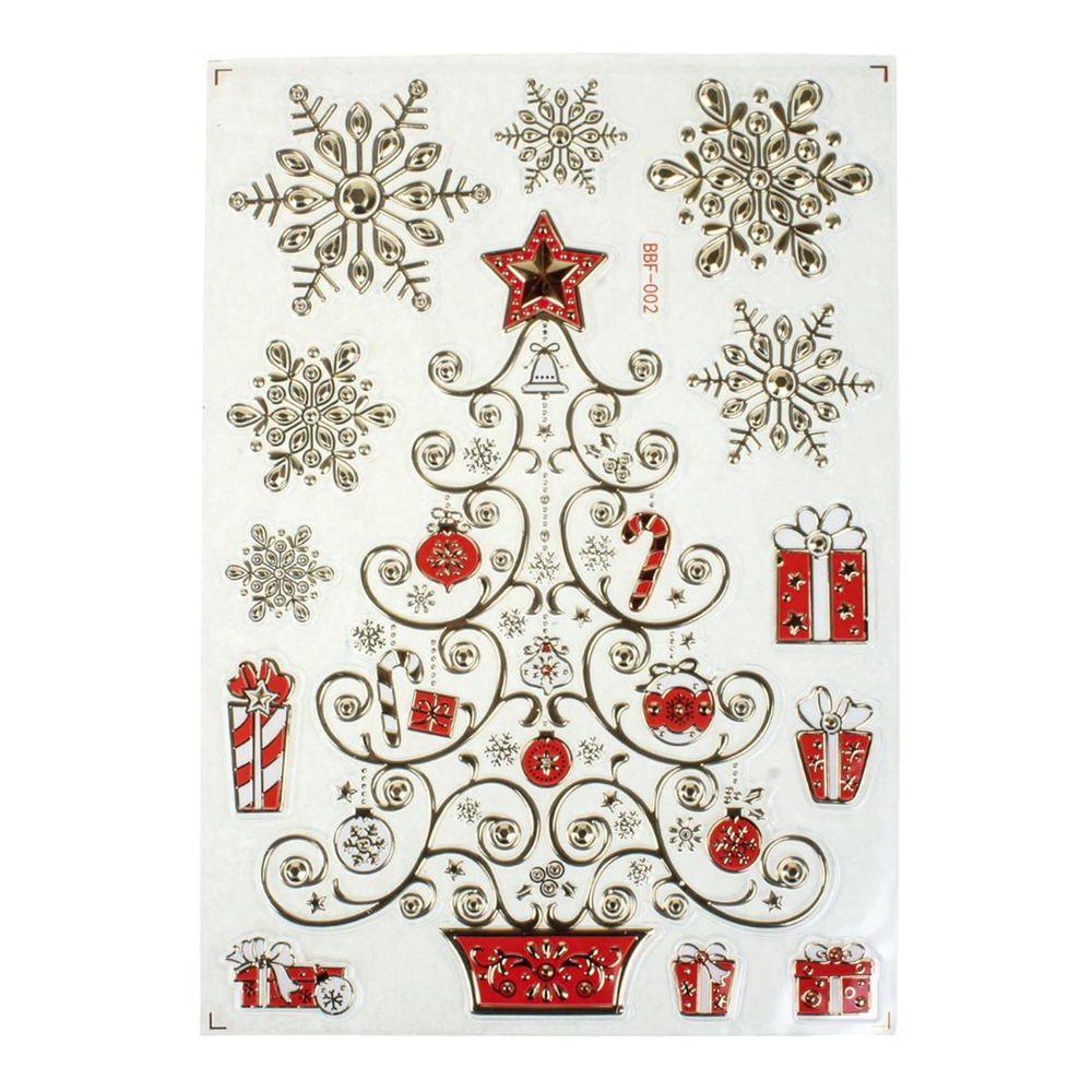Наклейка новогодняя 22*37 см, 4 вида микс , пакет