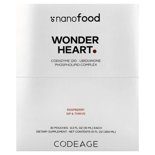 Codeage, Nanofood, Wonder Heart, малина, 30 паучей по 10 мл (0,3 жидк. унции)
