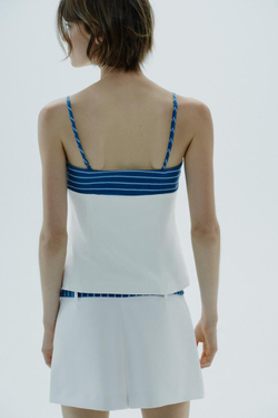 ZARA ЭЛАСТИЧНЫЙ ТОП С ПРИНТОМ, БЕЛЫЙ