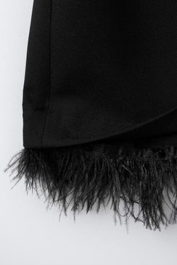 ZARA ТОП СО СЪЕМНЫМИ ПЕРЬЯМИ, ЧЕРНЫЙ