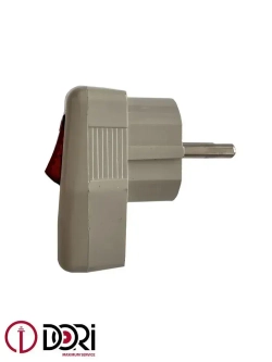 Вилка угловая с заземлением, с выключателем / вилка с кнопкой (16А, 250В), серая
