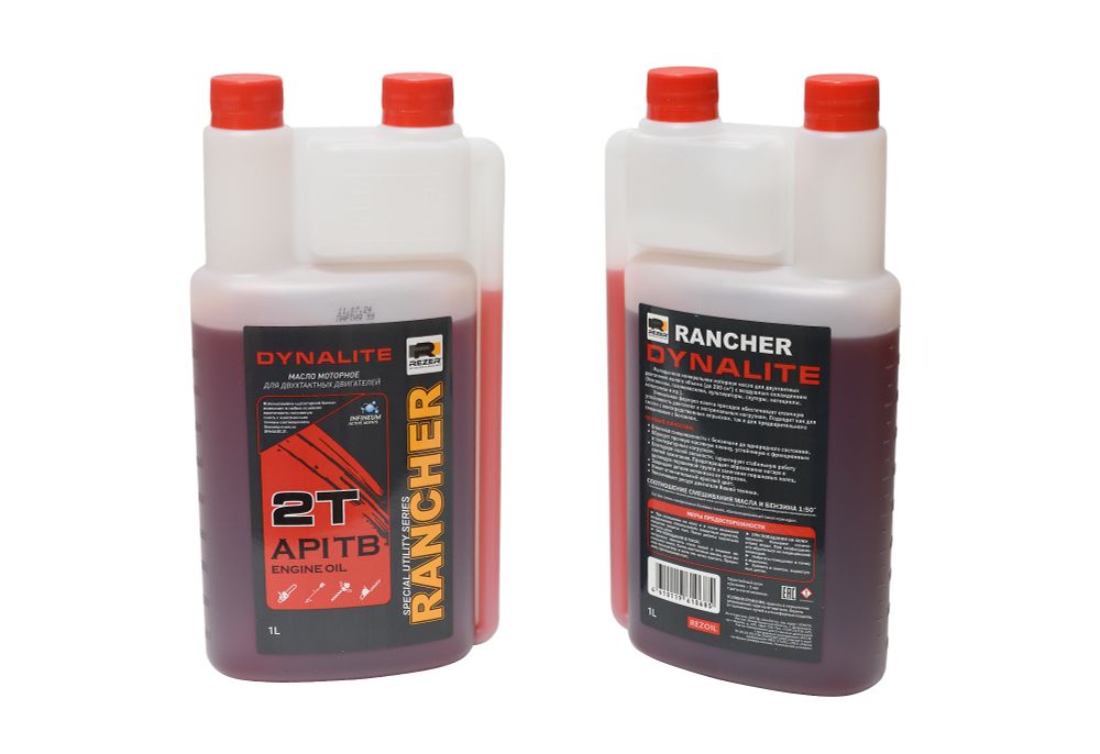Минеральное моторное масло для двухтактных двигателей Rezer Rancher DYNALITE 2T с дозаторным отсеком