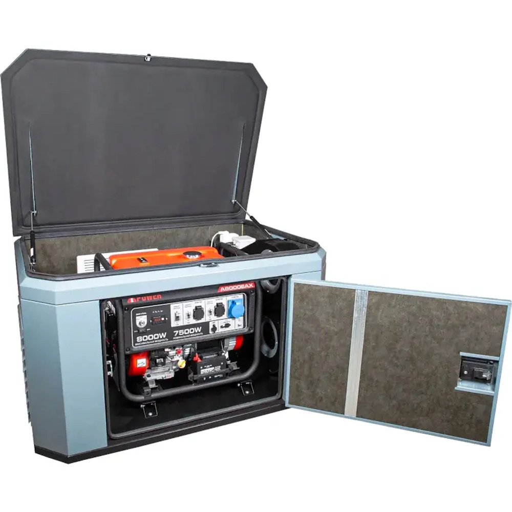 A-iPower A8000EAX бензиновый генератор в кожухе 1400SS RAL 7031 с блоком АВР 400В/25А (8 pin) New УТ-11182386/29109