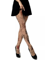 Женские колготки с принтом, имитирующим татуировки (Размер: S-M-L) (Цвет: бежевый)