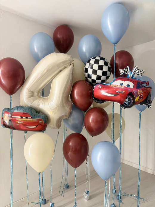 Воздушные гелиевые шары Тачки Молния Маккуин/машина песок/мерло/пыльно голубой №4791