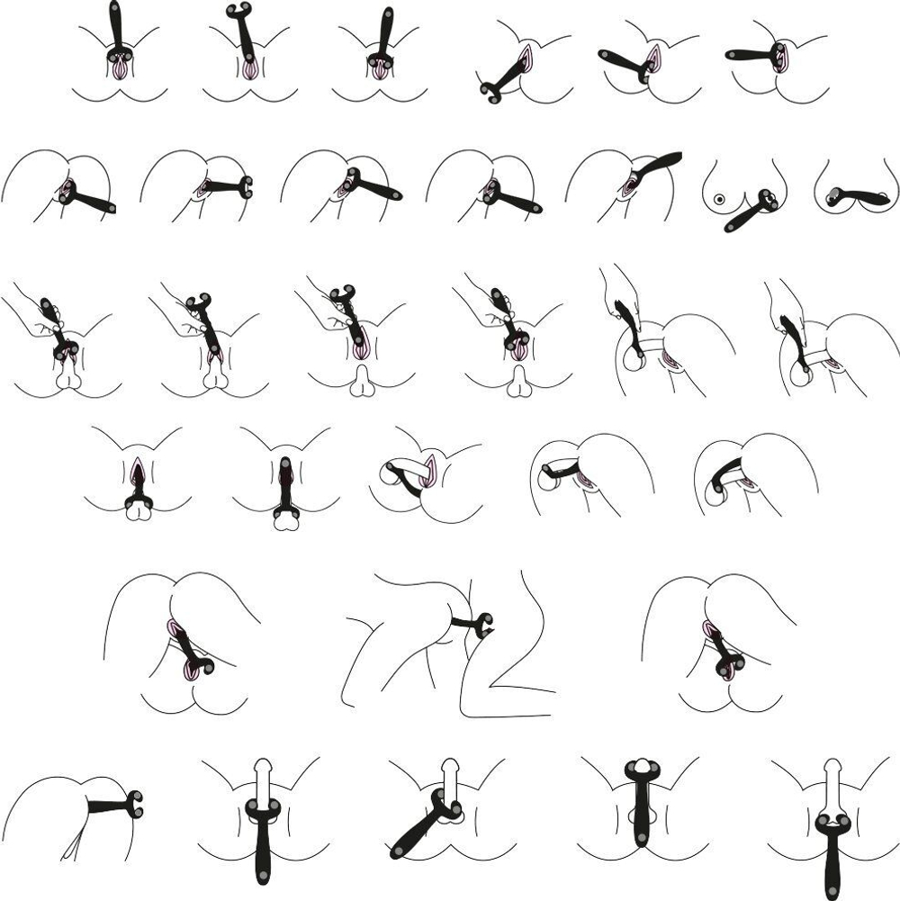 Чёрный вибромассажер для пар "Рогатка"