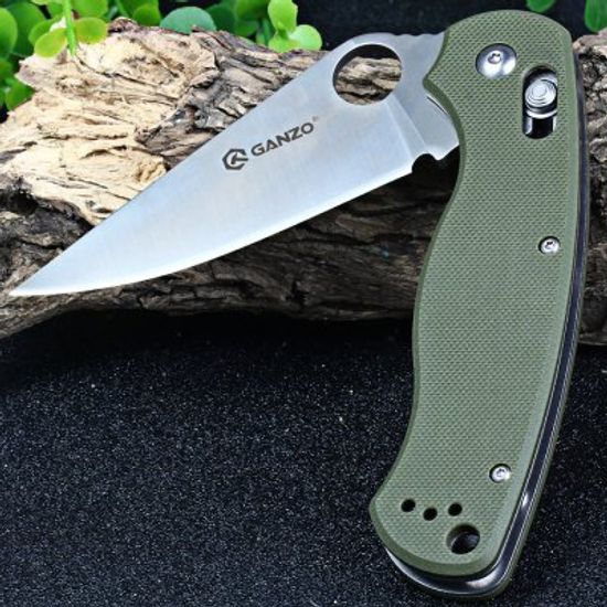 Складной нож Ganzo G729 зеленый, G729-GR c клинком из стали 440C, рукоять G10