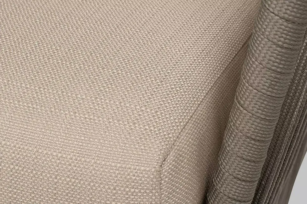 "Форли" диван 2-местный плетеный из роупа, каркас алюминий светло-серый (RAL7035) муар, роуп серо-коричневый 23мм, ткань Mossle бежевая